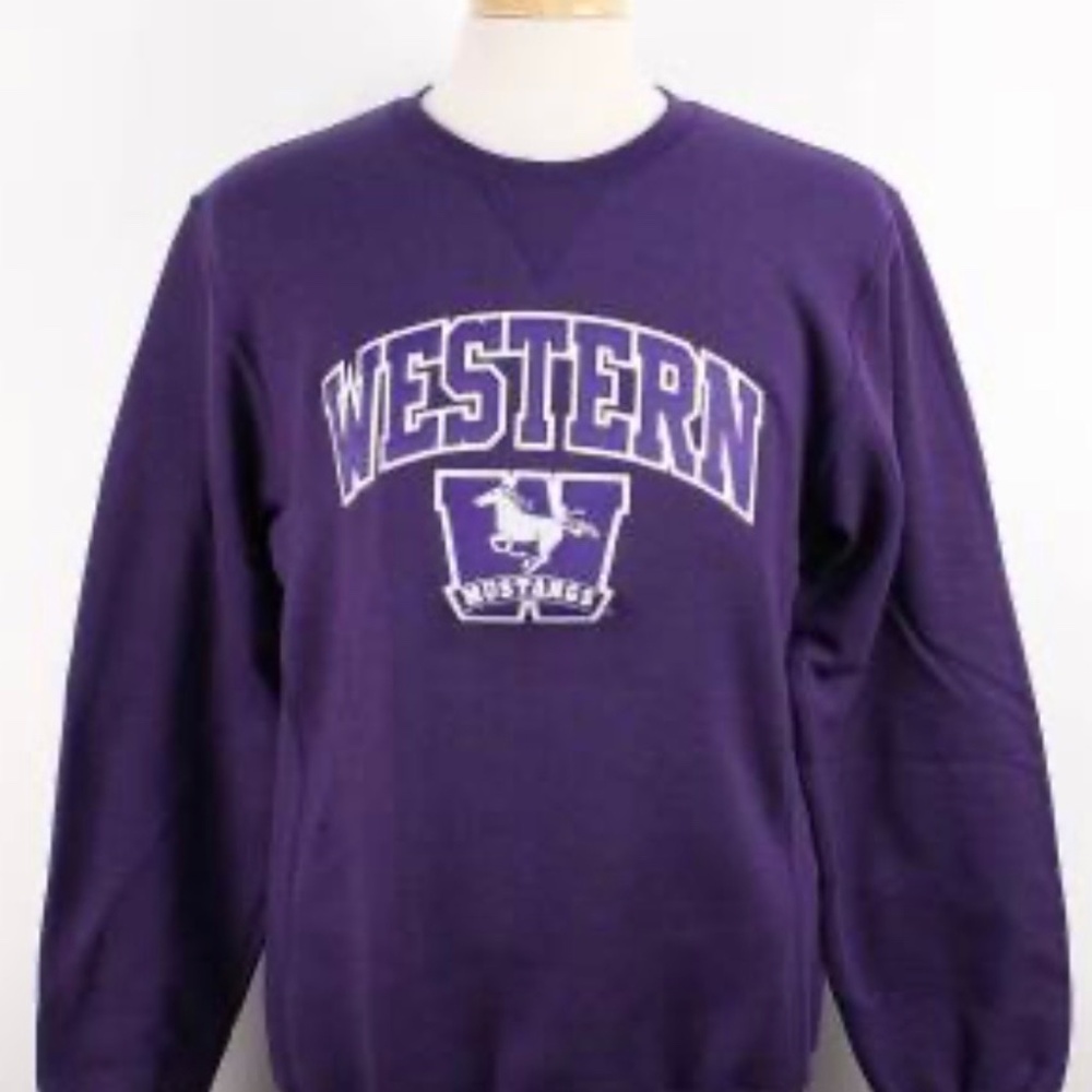 Western University Purple Mustangs Crewneck Sweater